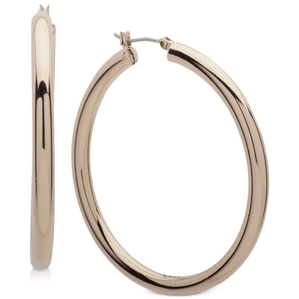 DKNY 2” Thick Hoop Earrings Gold-Tone Mixed Metal Click-Top Closure